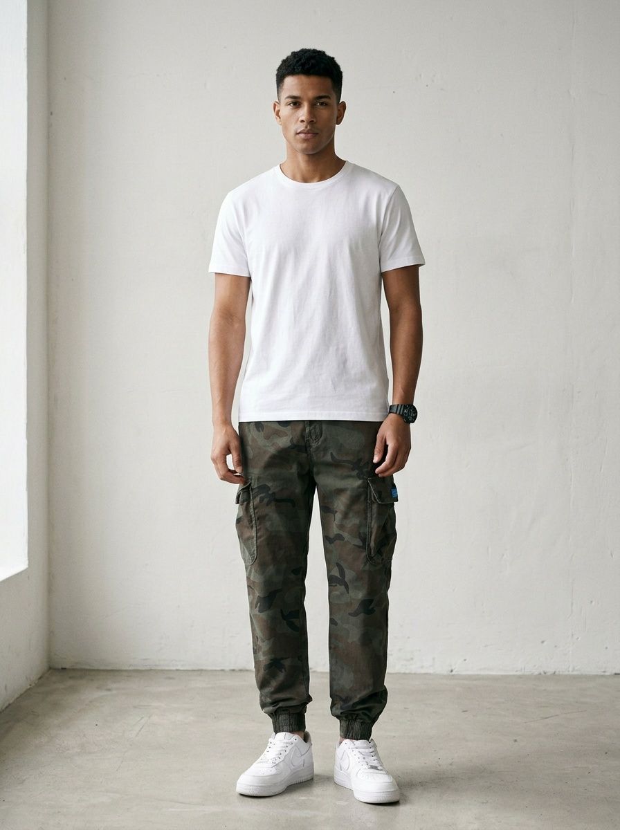 Relaxed Fit Drawstring Straight Leg Men's Cargo Pants for Casual Wear