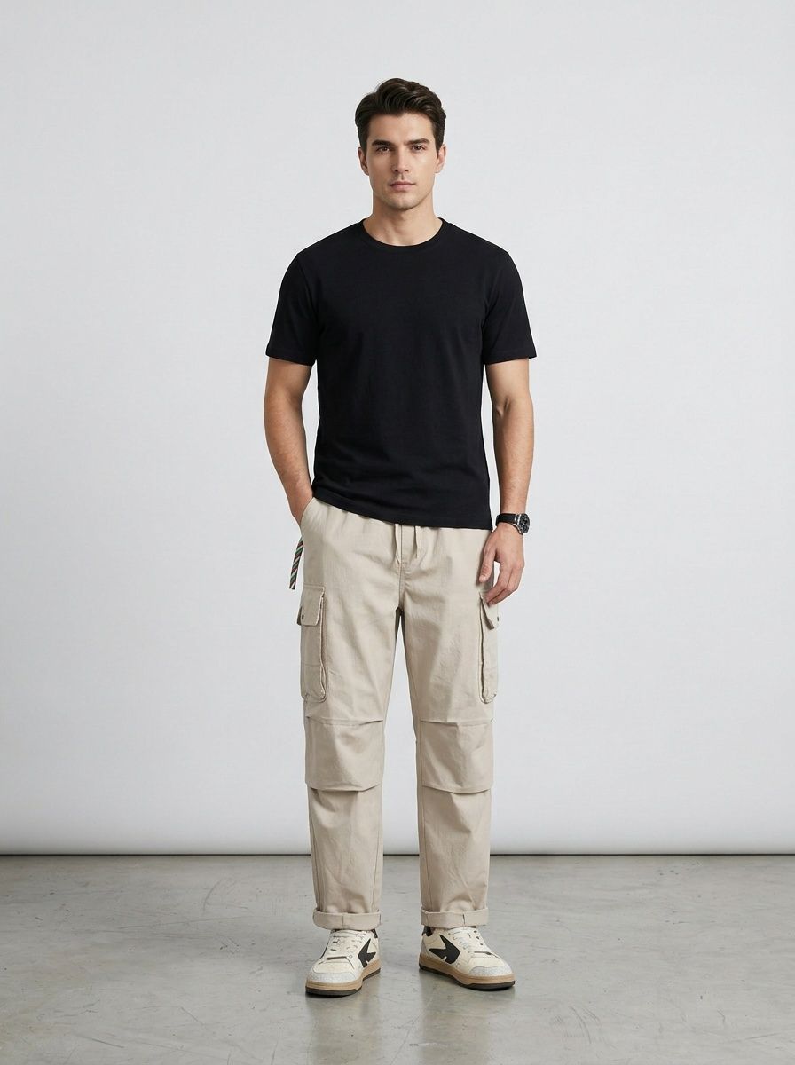 Functional Multi-Pocket Retro Style Men's Cargo Pants for Spring and Summer Casual Wear