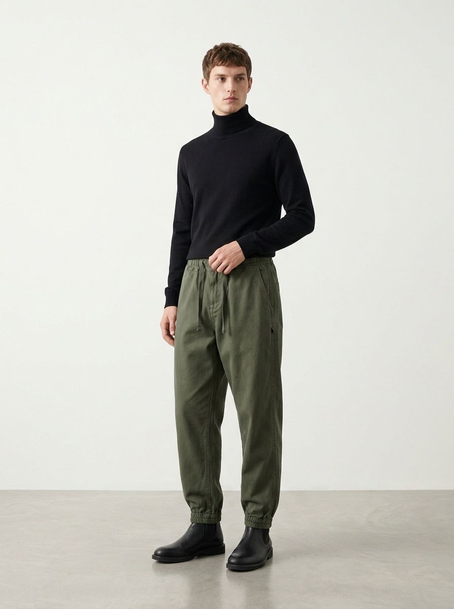 Vintage-Inspired Loose Fit Cuffed Men's Cargo Pants for Casual Sports Wear