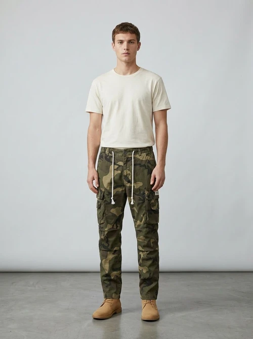 Straight Leg Multi-Pocket Camouflage Men's Cargo Pants for Casual Wear