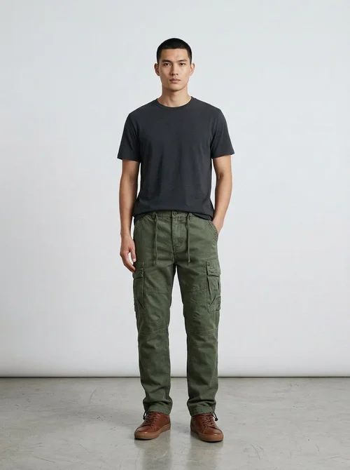 Straight Leg Multi-Pocket Men's Cargo Pants for Casual Athletic Wear