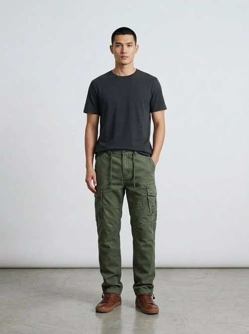 Straight Leg Multi-Pocket Men's Cargo Pants for Casual Athletic Wear