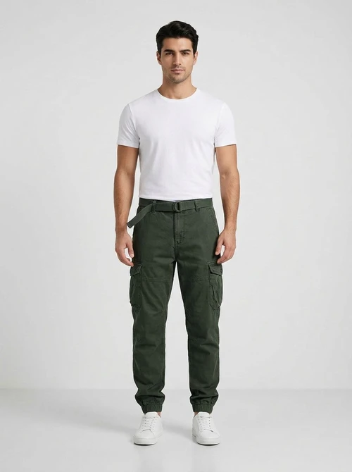 High Street Multi-Pocket Cuffed Men's Cargo Pants for Durable Casual Wear