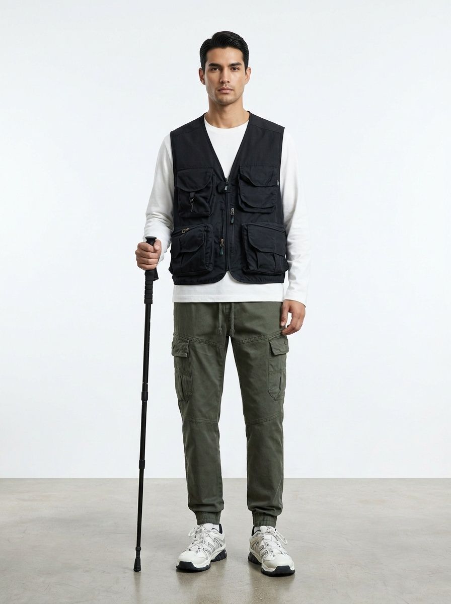 Relaxed Fit Multi-Pocket Men's Cargo Pants for Outdoor Hiking and Casual Wear