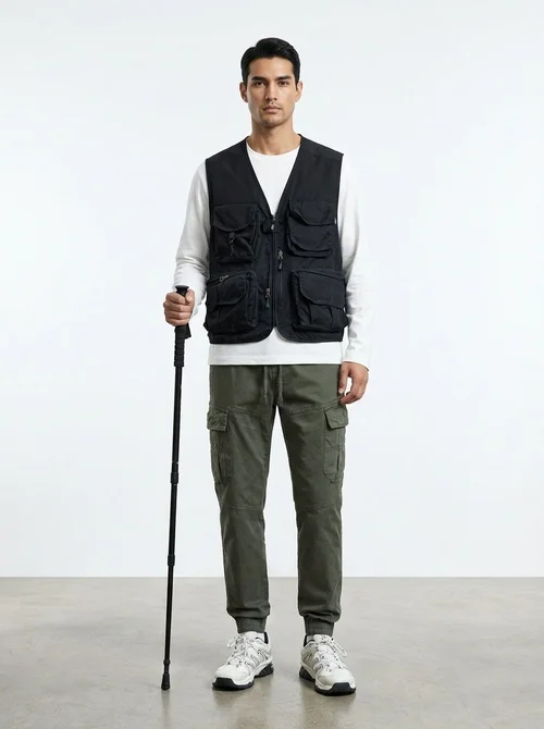 Relaxed Fit Multi-Pocket Men's Cargo Pants for Outdoor Hiking and Casual Wear