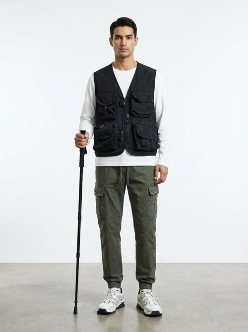 Relaxed Fit Multi-Pocket Men's Cargo Pants for Outdoor Hiking and Casual Wear