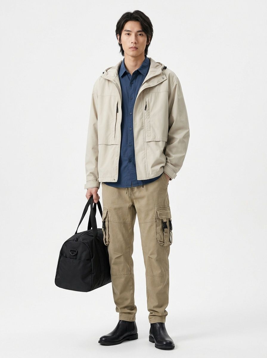 Pantalones cargo rectos con múltiples bolsillos para hombre, ideales para senderismo al aire libre y uso informal.