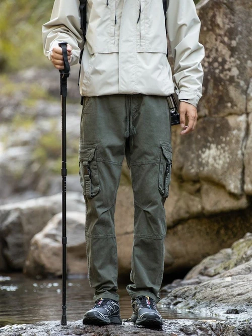 Straight Leg Multi-Pocket Men's Cargo Pants for Outdoor Hiking and Casual Wear