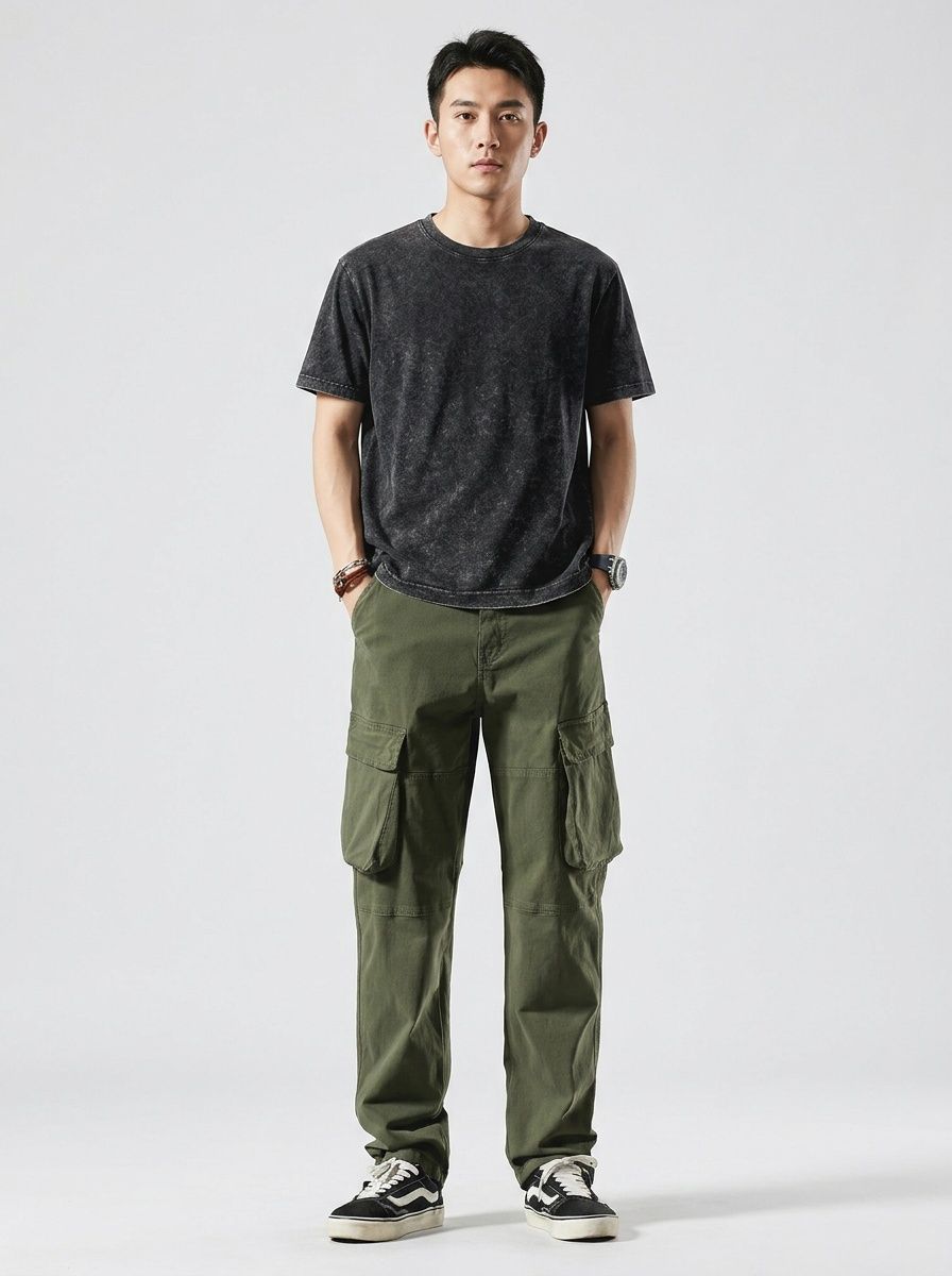 Straight Leg Multi-Pocket Loose Fit Men's Cargo Pants for Casual Wear