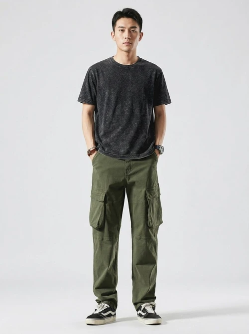 Straight Leg Multi-Pocket Loose Fit Men's Cargo Pants for Casual Wear
