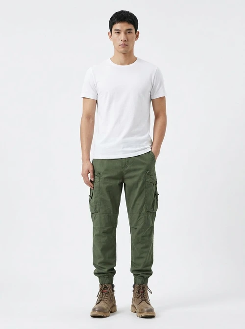Multi-Pocket Stretch Fit Vintage Men's Cargo Pants for Casual Streetwear