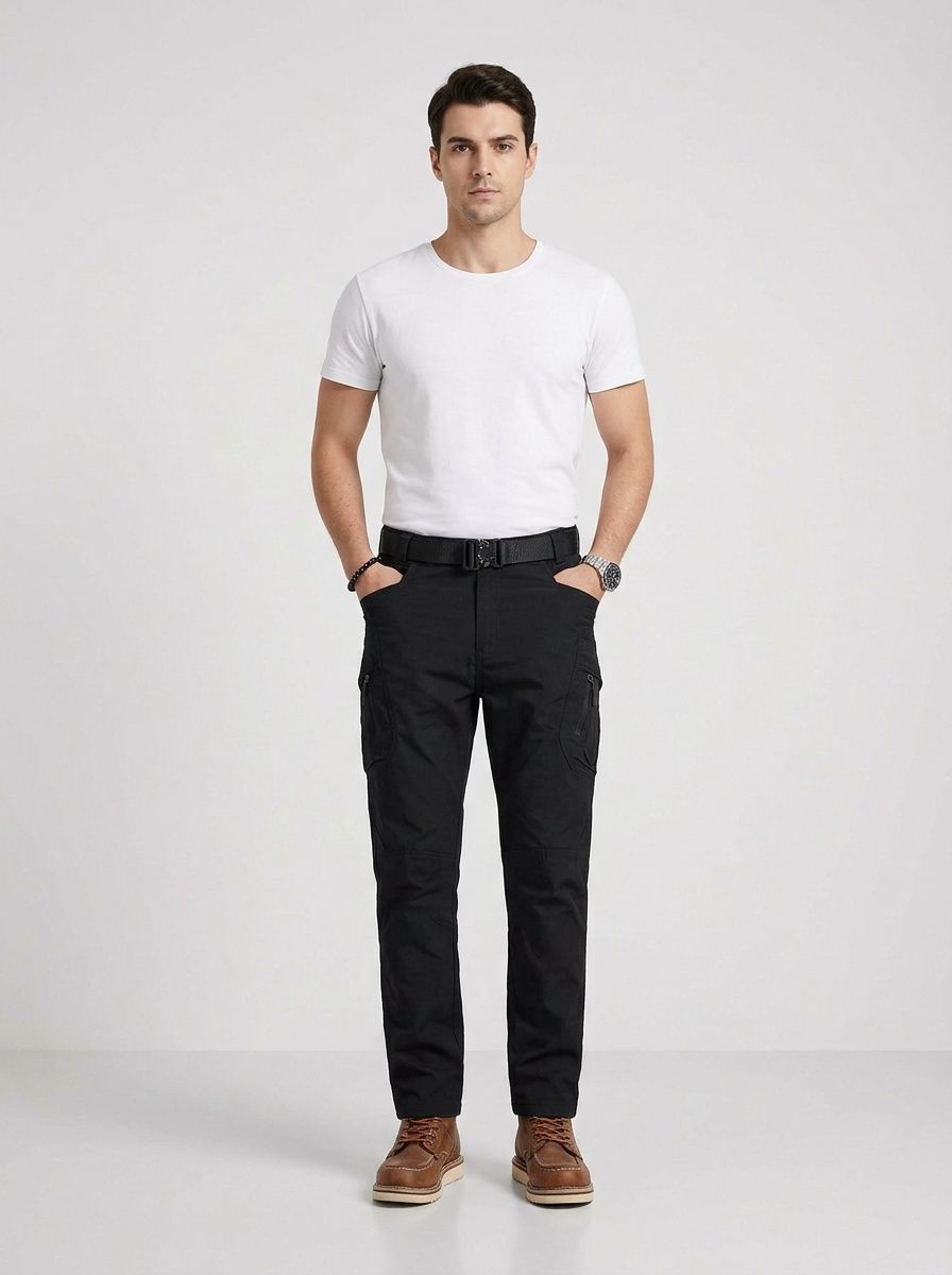 Loose Fit Retro Stretch Men's Cargo Pants with Multi-Pocket Design