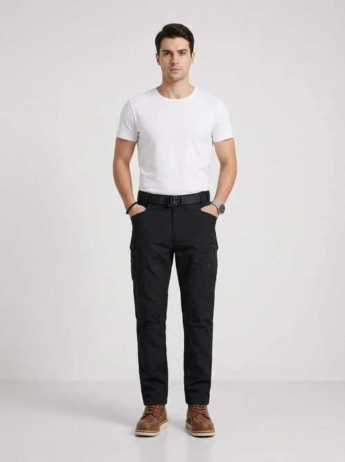 Loose Fit Retro Stretch Men's Cargo Pants with Multi-Pocket Design