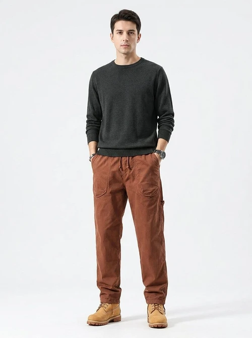 Straight Fit Stretch Men's Cargo Pants for Outdoor Casual Wear