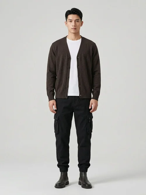 Multi-Pocket Streetwear Tapered Men's Cargo Pants for Casual Outdoor Wear