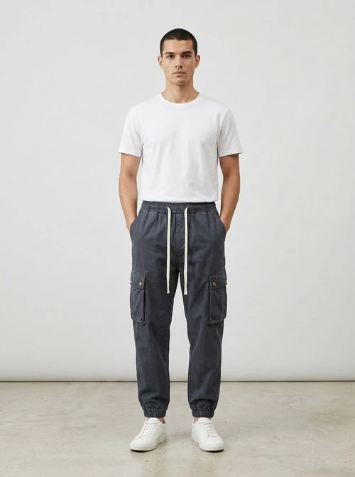 Durable Relaxed Fit Cuffed Men's Cargo Pants for Casual Wear