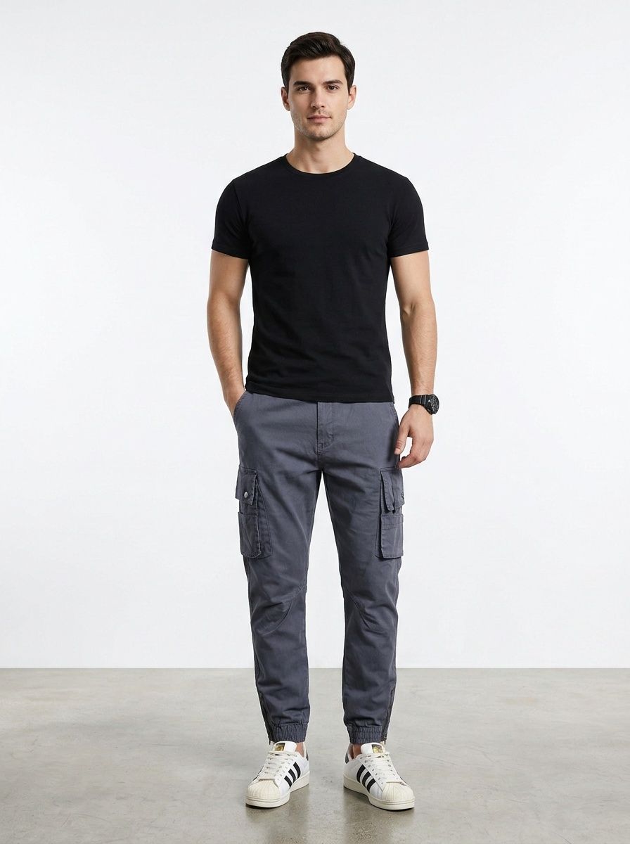 Relaxed Fit Stretch Tapered Men's Cargo Pants for Outdoor Casual Wear