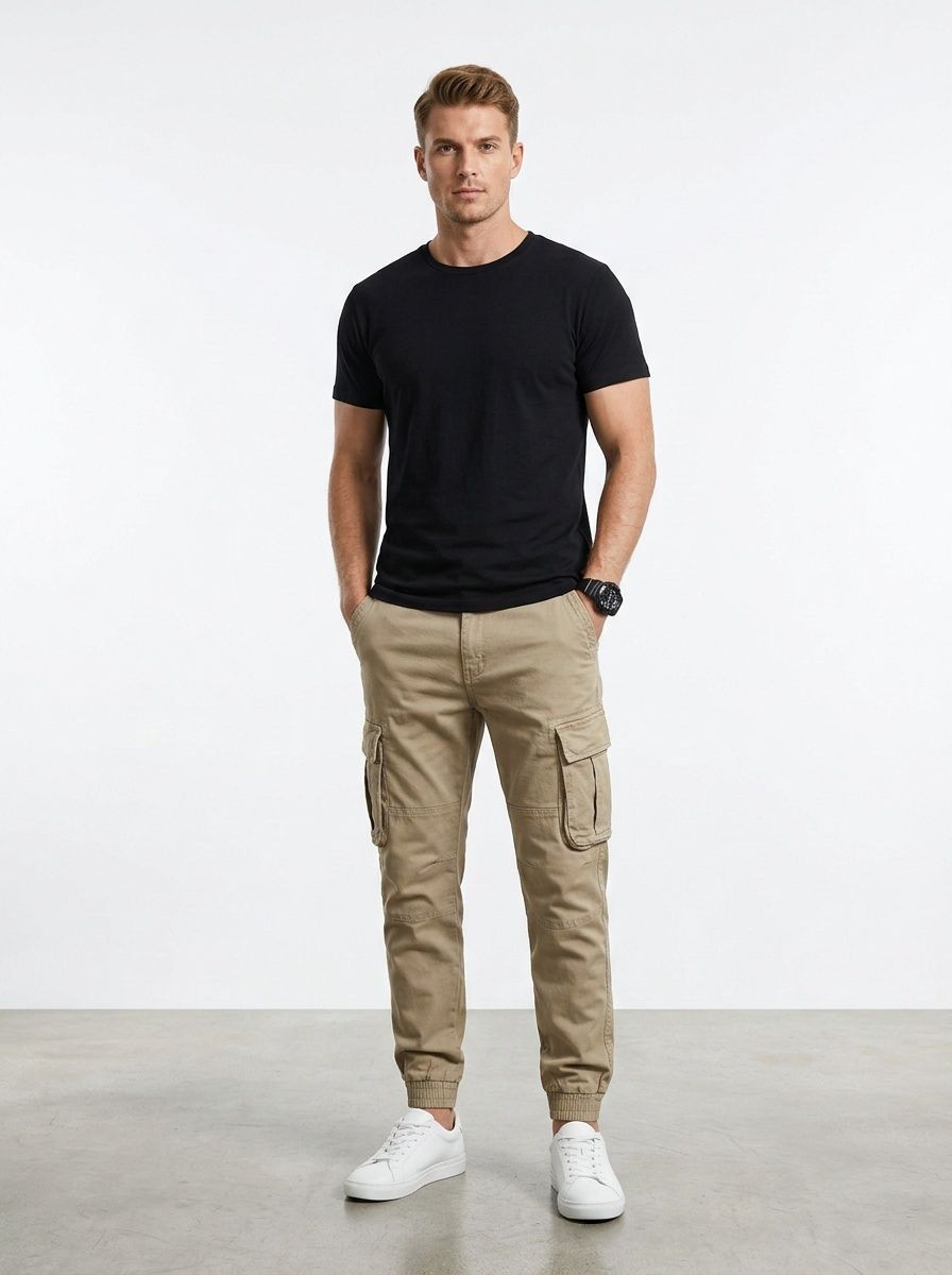 Heavyweight Stretch Fit Tapered Men's Cargo Pants for Casual Athletic Wear