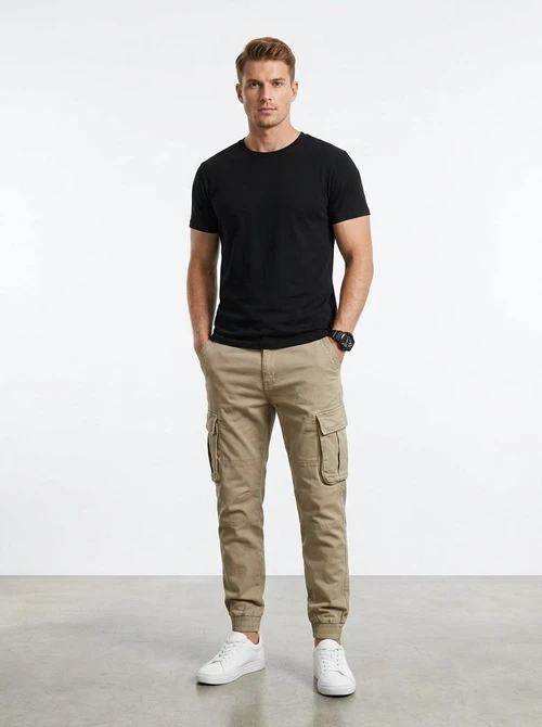 Heavyweight Stretch Fit Tapered Men's Cargo Pants for Casual Athletic Wear