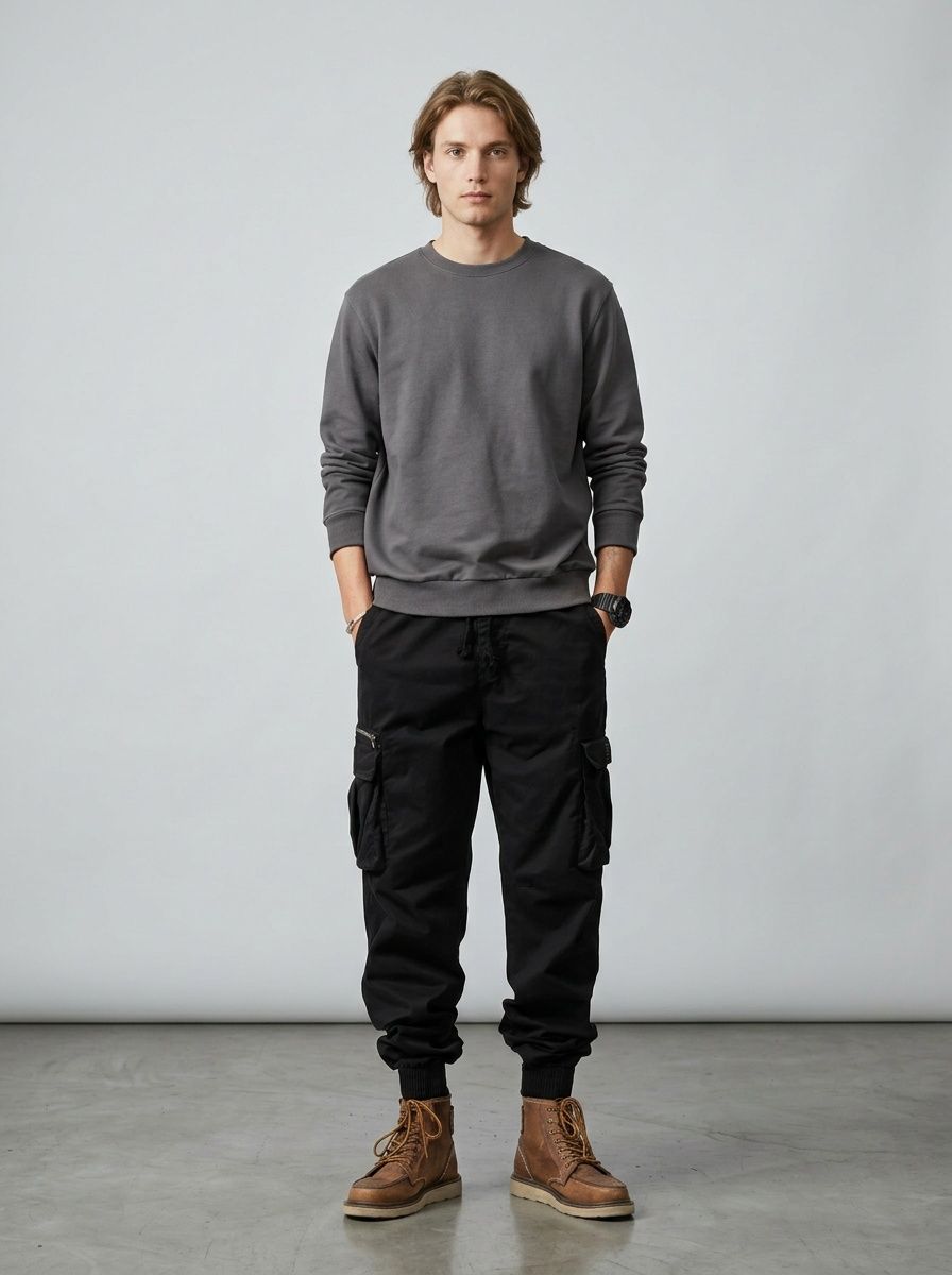 Relaxed Fit Retro Stretch Cuffed Men's Cargo Pants for Casual Streetwear
