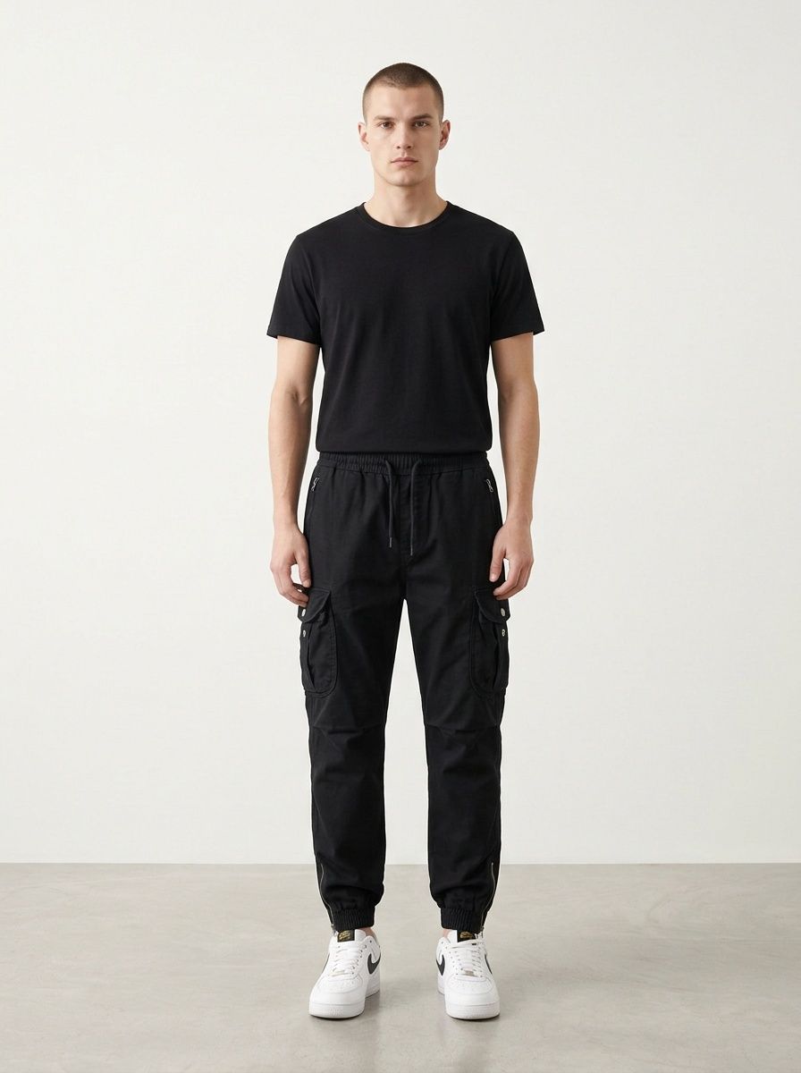 Stretch Fit Versatile Men's Cargo Pants with Cuffed Ankle for Outdoor Casual Wear