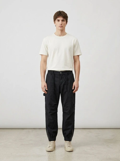 Pantalon cargo homme à coupe fuselée et fermeture éclair, idéal pour les activités décontractées en extérieur