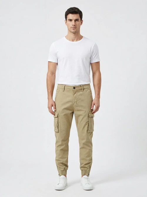 Pantalones cargo elásticos con puños retro para hombre para uso deportivo informal