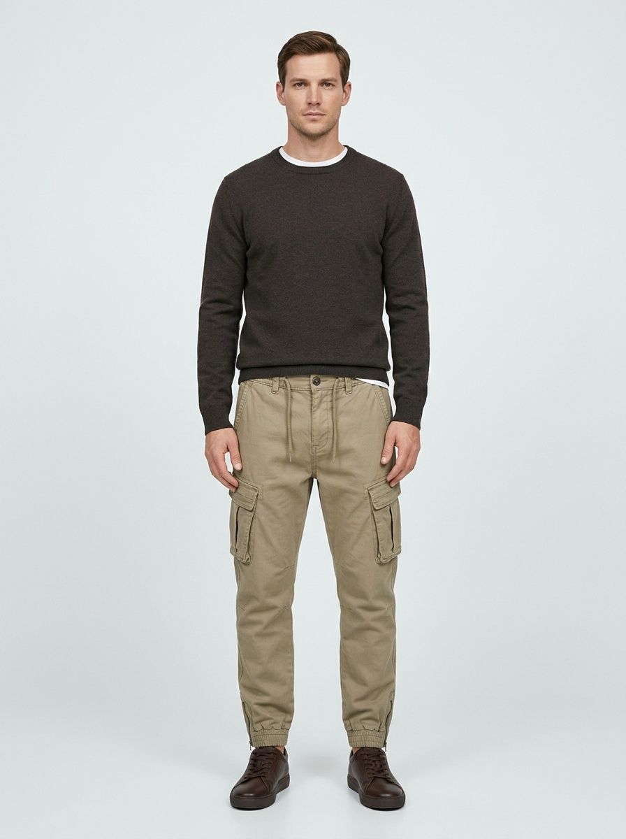 Slim Fit Vintage Cuffed Men's Cargo Pants for Athletic Wear