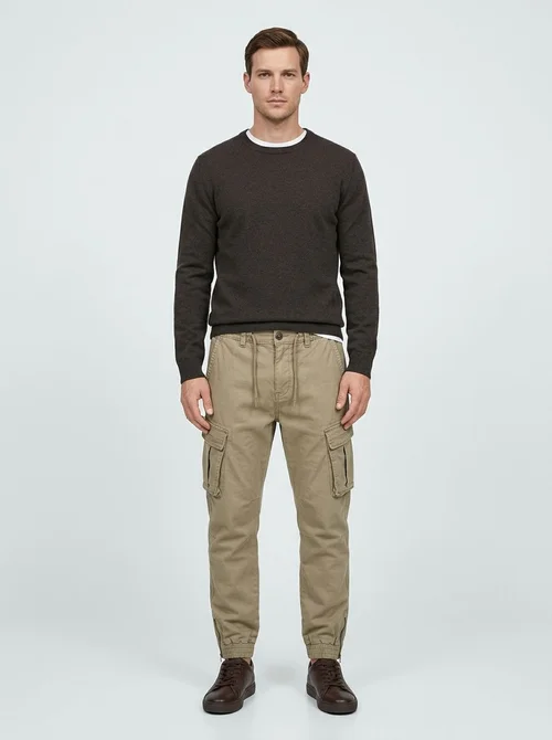 Slim Fit Vintage Cuffed Men's Cargo Pants for Athletic Wear