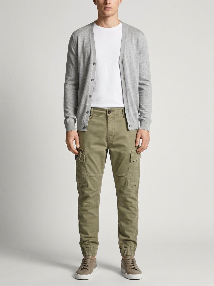 Retro Tapered Fit Multi-Pocket Men's Cargo Pants for Functional Casual Wear