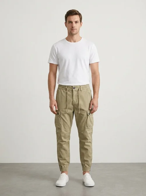 Tapered Stretch Fit Men's Cargo Pants for Casual Outdoor Athletic Wear