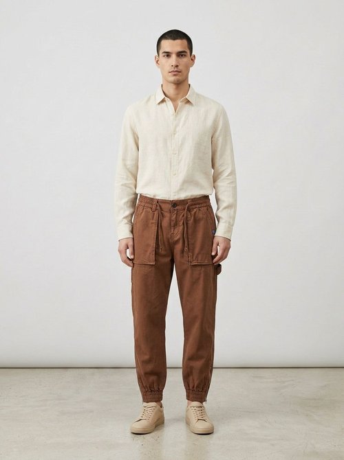 Vintage-Style Functional Tapered Men's Cargo Pants for Casual Outdoor Wear