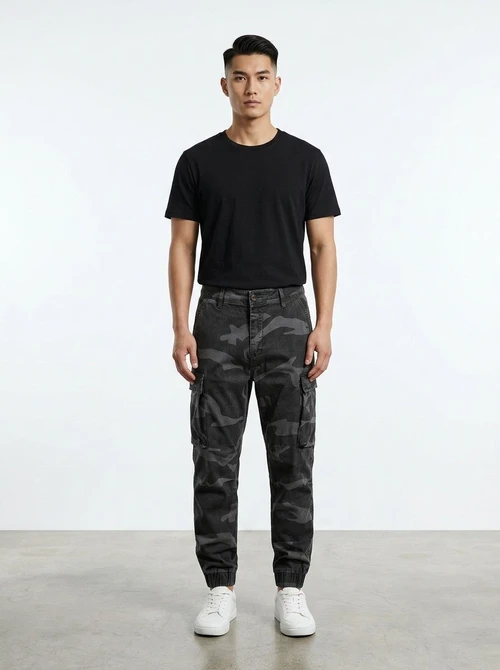 Pantalones cargo vintage de camuflaje multibolsillos y corte ajustado para hombre, para uso informal.