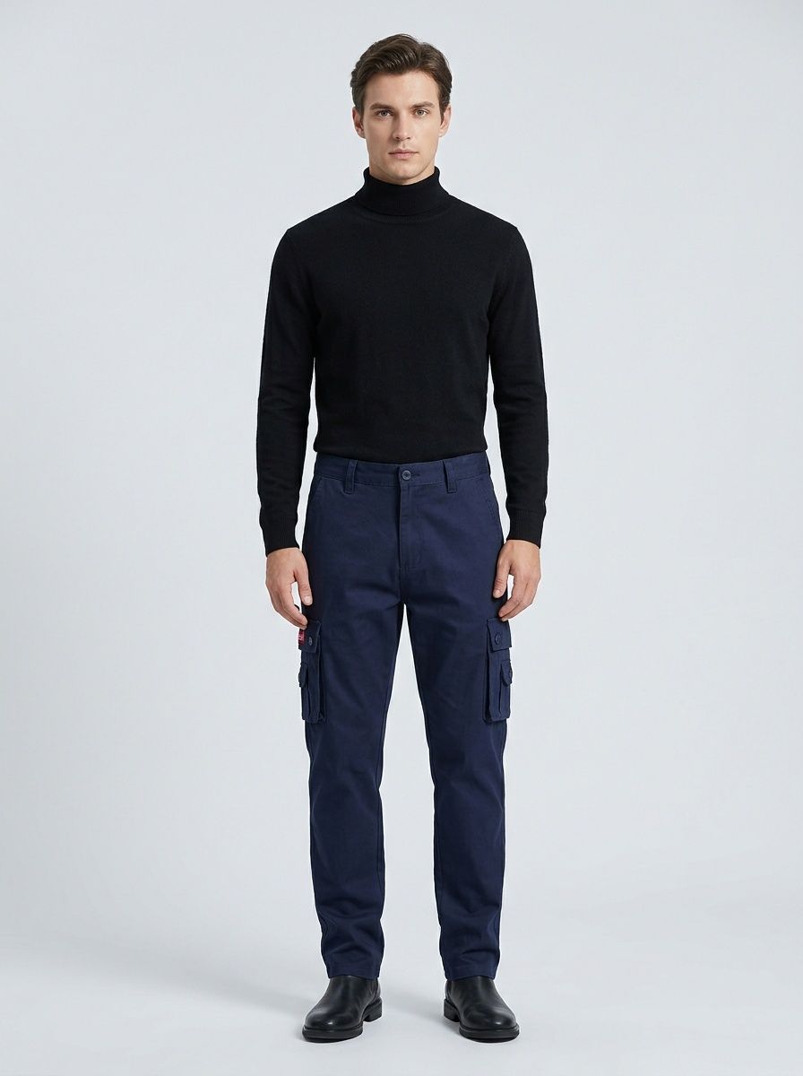 Pantalon cargo pour homme à jambes droites et poches multiples, idéal pour un style décontracté.