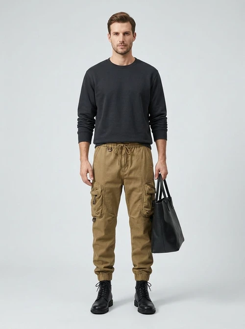 Vintage Multi-Pocket Tapered Men's Cargo Pants for Outdoor Casual Wear