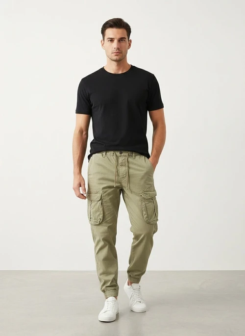 Retro Cuffed Men's Cargo Trousers for Casual Active Wear
