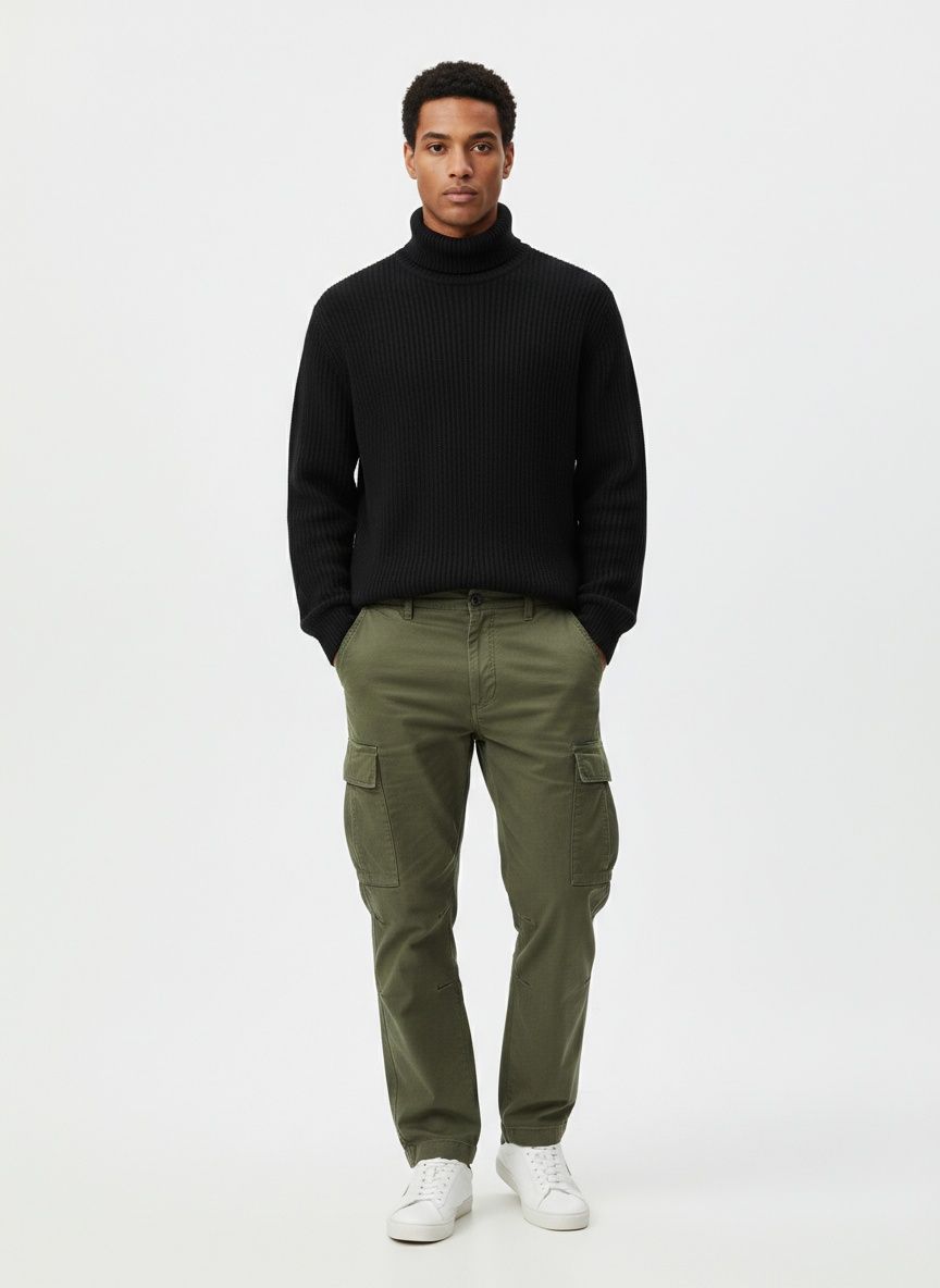 Relaxed Fit Multi-Pocket Men's Cargo Trousers for Casual Wear