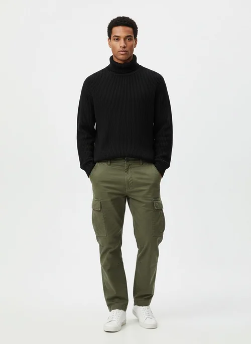 Relaxed Fit Multi-Pocket Men's Cargo Trousers for Casual Wear
