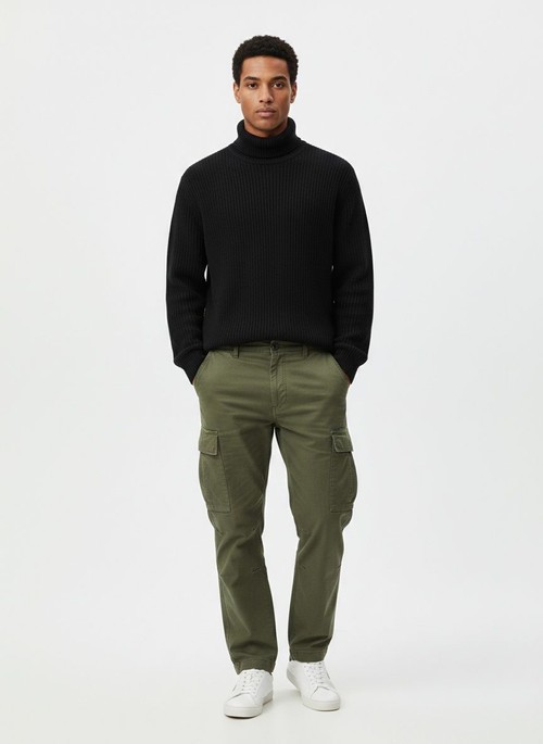 Relaxed Fit Multi-Pocket Men's Cargo Trousers for Casual Wear