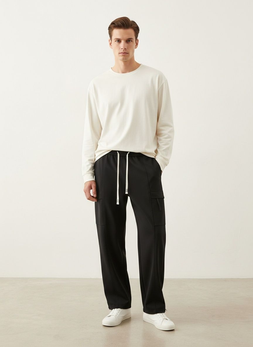 Straight Fit Multi-Pocket Men's Casual Trousers