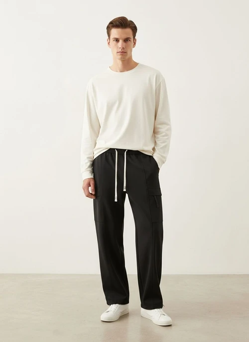 Straight Fit Multi-Pocket Men's Casual Trousers