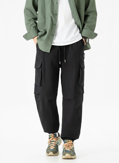 Relaxed Fit Vintage Wide-Leg Men's Cargo Trousers for Casual Outdoor Wear