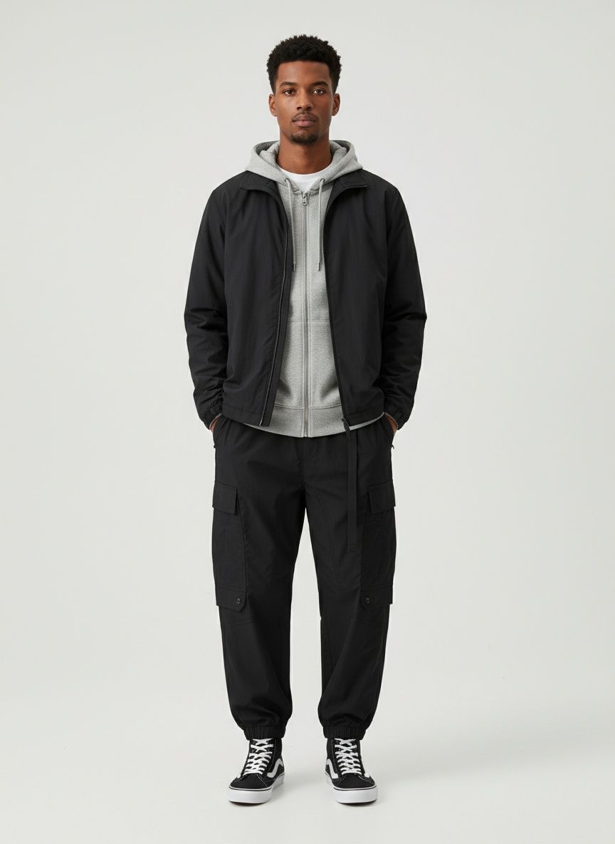 Relaxed Fit Simple Straight Leg Multi-Pocket Men's Cargo Trousers for Casual Athletic Wear