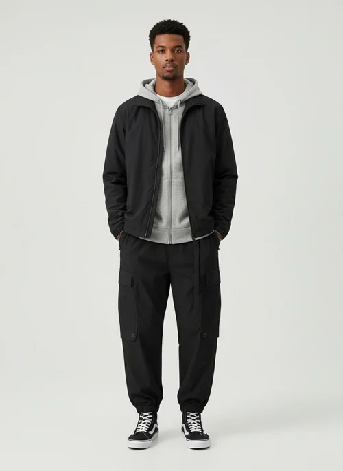 Relaxed Fit Simple Straight Leg Multi-Pocket Men's Cargo Trousers for Casual Athletic Wear