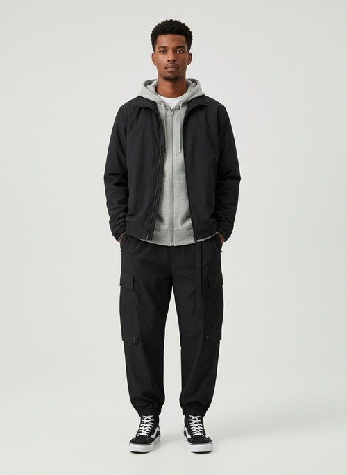 Relaxed Fit Simple Straight Leg Multi-Pocket Men's Cargo Trousers for Casual Athletic Wear