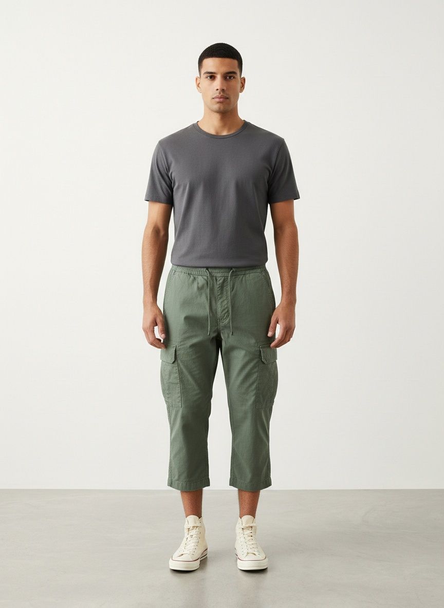 Straight Fit Summer Casual Men's Cargo Capri