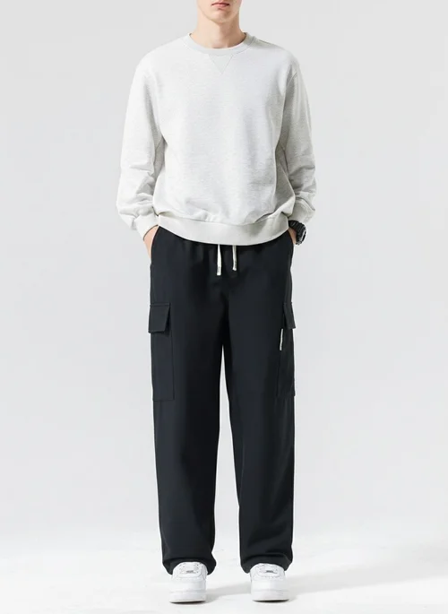 Relaxed Fit Multi-Pocket Men's Trousers for Winter Casual Wear