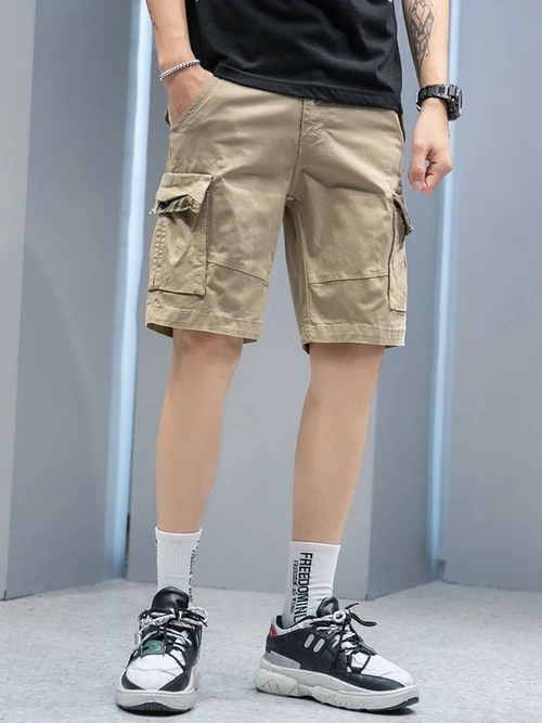 Short cargo homme multipoches à coupe décontractée, idéal pour l'été