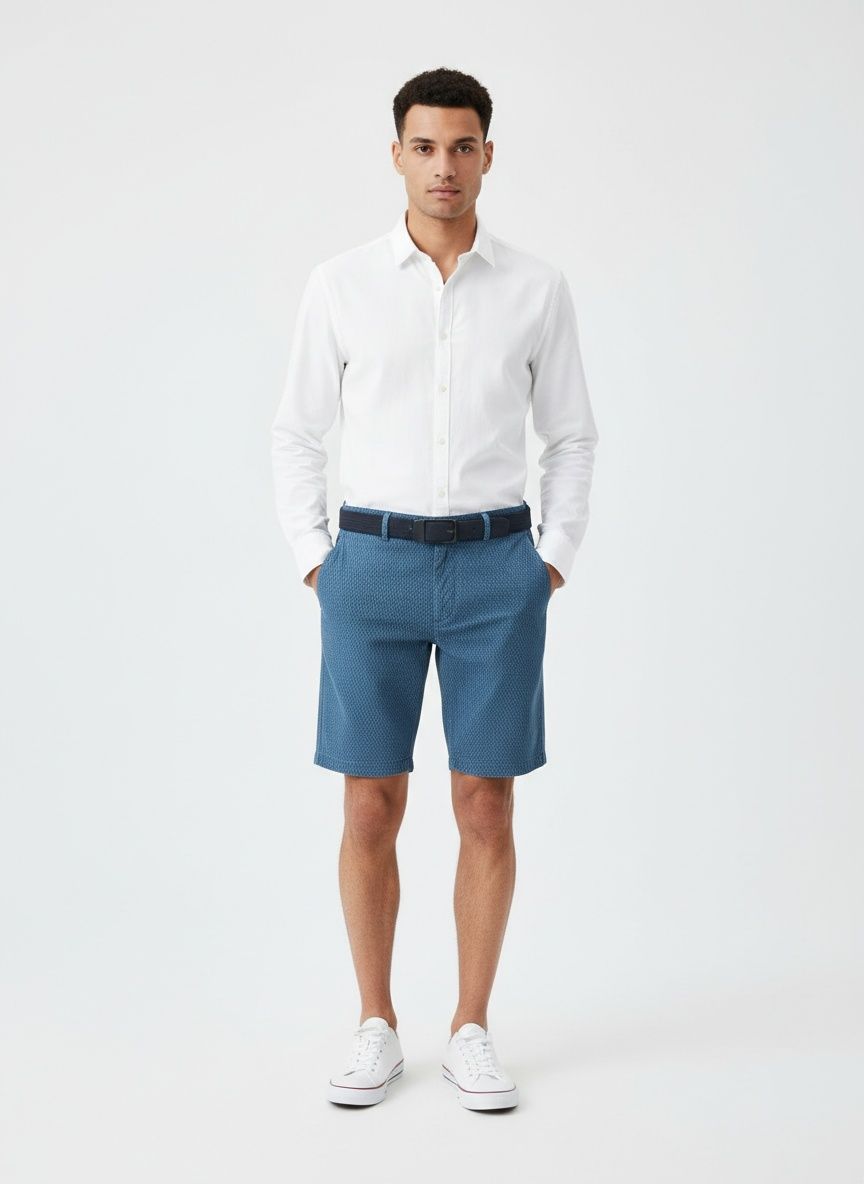 Striped Relaxed Fit Summer Men's Cargo Shorts with Belt (Belt Not Included)