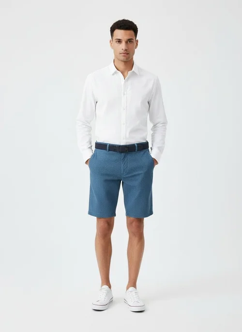 Striped Relaxed Fit Summer Men's Cargo Shorts with Belt (Belt Not Included)